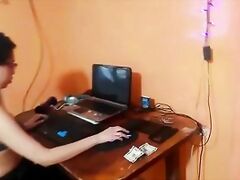 She was playing minecraft ... so I went over to offer her cock.